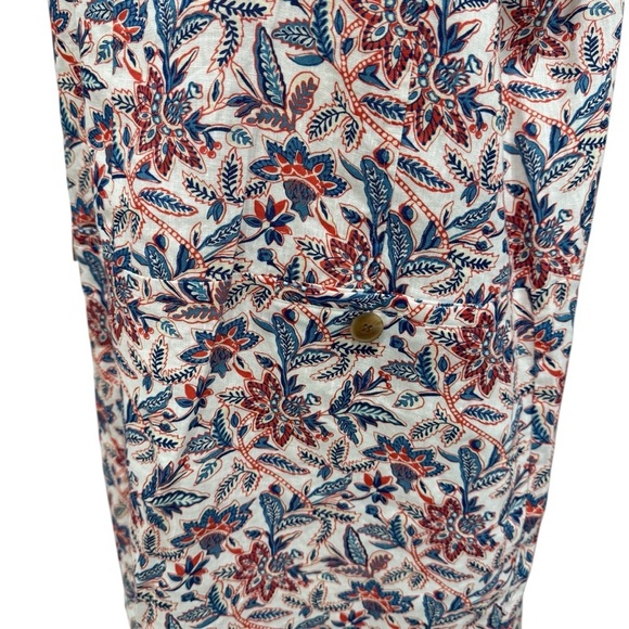 J. McLaughlin Rue Coral/Blue Linen Floral Sleeveless Shift Dress XL NEW $218 - Picture 5 of 16
